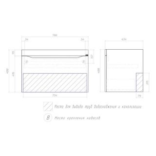 Тумба под раковину подвесная Vigo Grani 166 80 см дуб золотой
